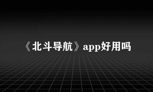 《北斗导航》app好用吗