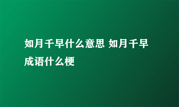 如月千早什么意思 如月千早成语什么梗