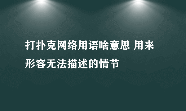 打扑克网络用语啥意思 用来形容无法描述的情节