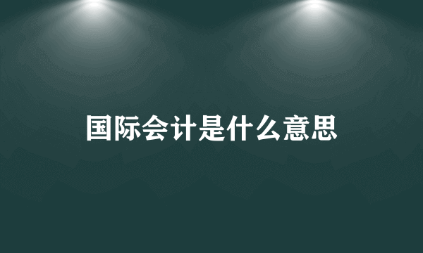 国际会计是什么意思