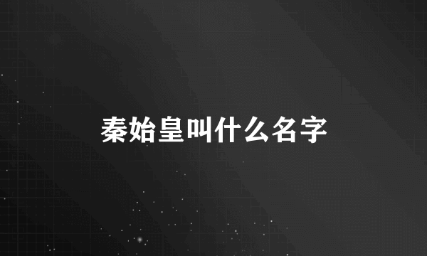 秦始皇叫什么名字