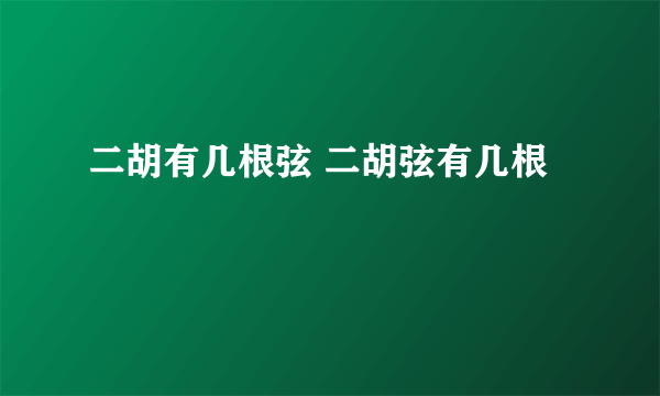 二胡有几根弦 二胡弦有几根