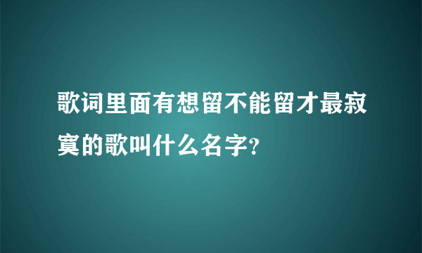 歌词里面有想留不能留才最寂寞的歌叫什么名字？