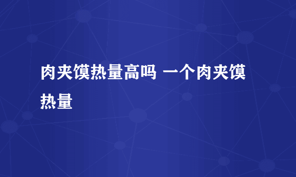 肉夹馍热量高吗 一个肉夹馍热量