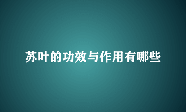 苏叶的功效与作用有哪些