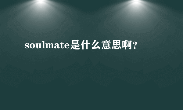 soulmate是什么意思啊？