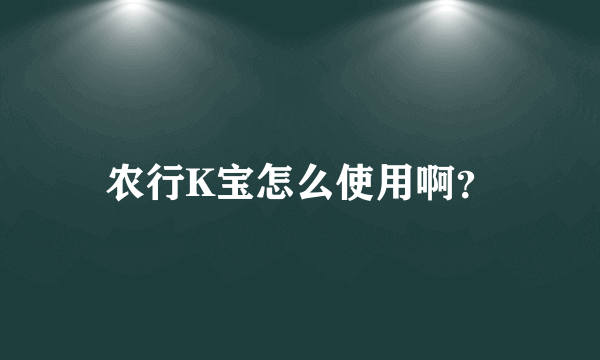 农行K宝怎么使用啊？