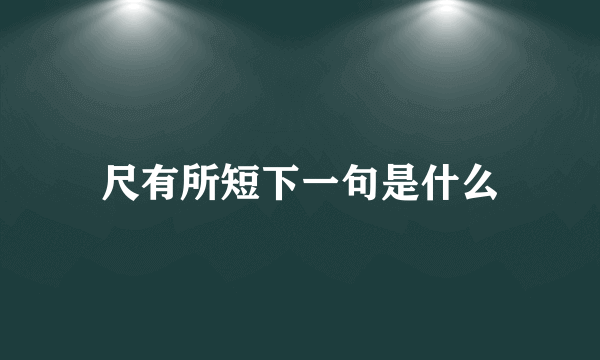 尺有所短下一句是什么