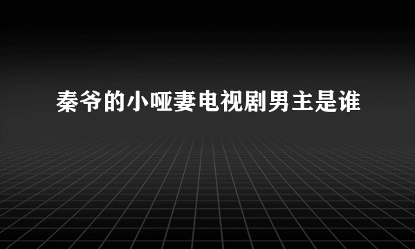 秦爷的小哑妻电视剧男主是谁