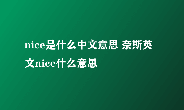 nice是什么中文意思 奈斯英文nice什么意思