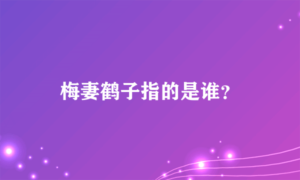 梅妻鹤子指的是谁？