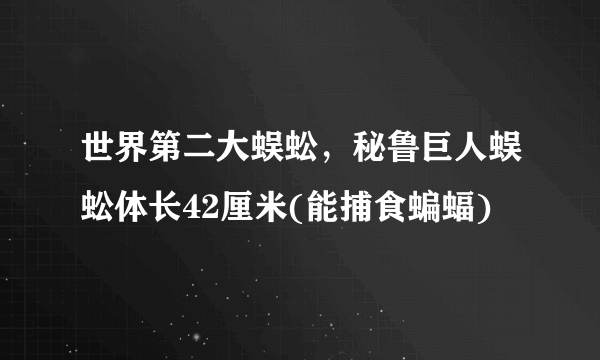 世界第二大蜈蚣，秘鲁巨人蜈蚣体长42厘米(能捕食蝙蝠)