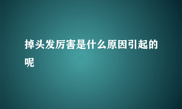 掉头发厉害是什么原因引起的呢