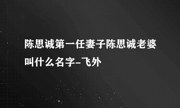 陈思诚第一任妻子陈思诚老婆叫什么名字-飞外