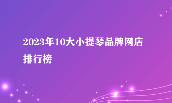 2023年10大小提琴品牌网店排行榜