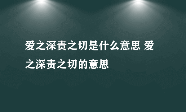 爱之深责之切是什么意思 爱之深责之切的意思