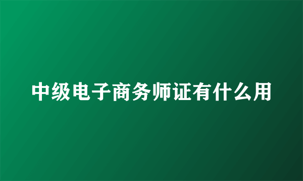 中级电子商务师证有什么用