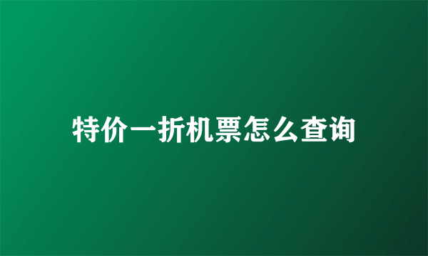 特价一折机票怎么查询