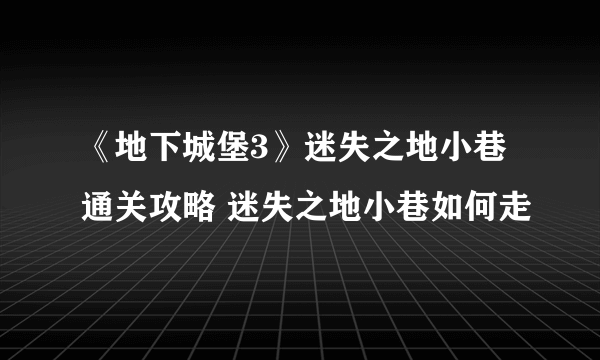 《地下城堡3》迷失之地小巷通关攻略 迷失之地小巷如何走