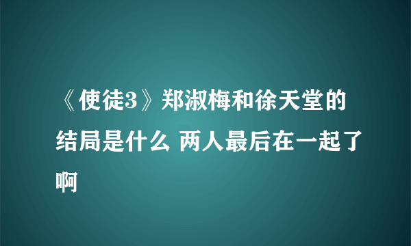 《使徒3》郑淑梅和徐天堂的结局是什么 两人最后在一起了啊