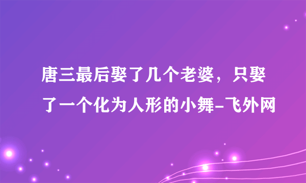 唐三最后娶了几个老婆，只娶了一个化为人形的小舞-飞外网