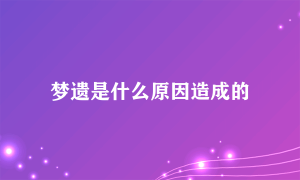 梦遗是什么原因造成的