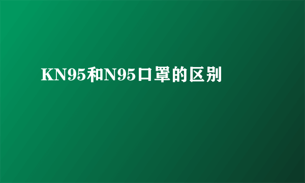 KN95和N95口罩的区别