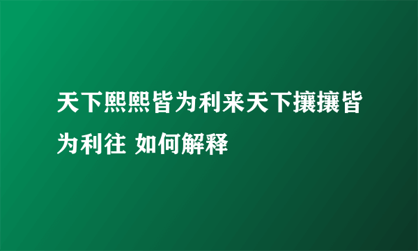 天下熙熙皆为利来天下攘攘皆为利往 如何解释