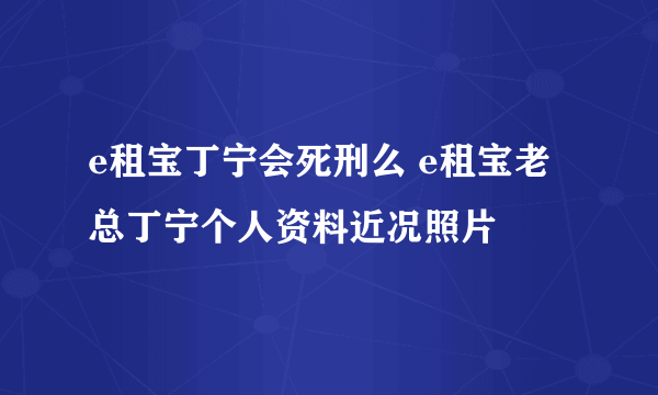 e租宝丁宁会死刑么 e租宝老总丁宁个人资料近况照片