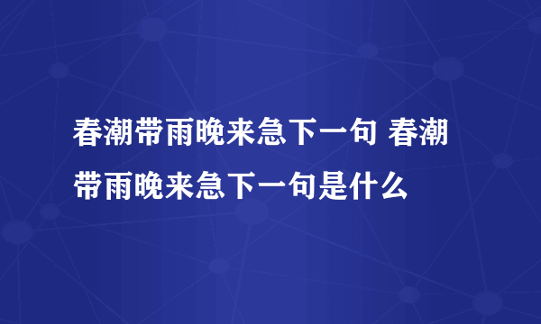 春潮带雨晚来急下一句 春潮带雨晚来急下一句是什么