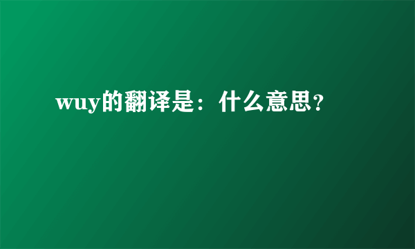 wuy的翻译是：什么意思？