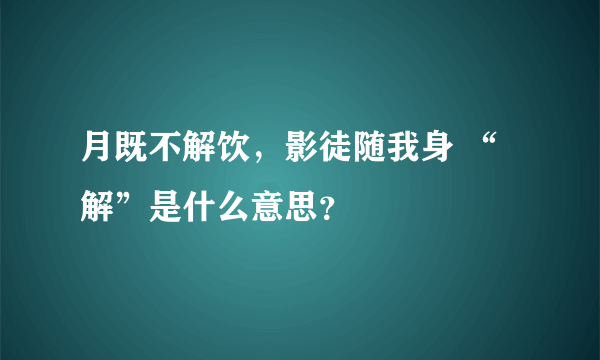 月既不解饮，影徒随我身 “解”是什么意思？