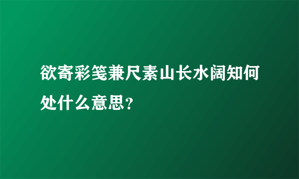 欲寄彩笺兼尺素山长水阔知何处什么意思？