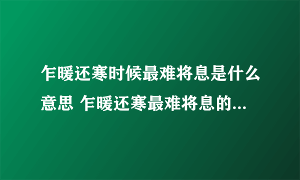 乍暖还寒时候最难将息是什么意思 乍暖还寒最难将息的意思是什么