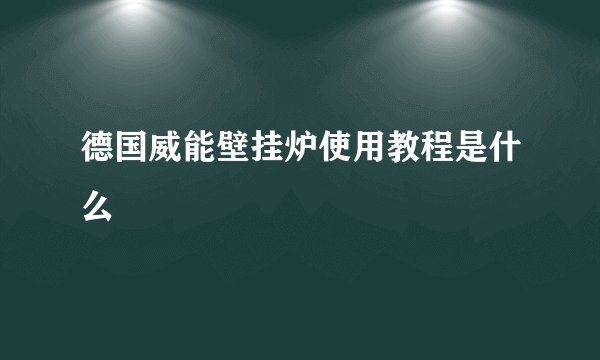 德国威能壁挂炉使用教程是什么