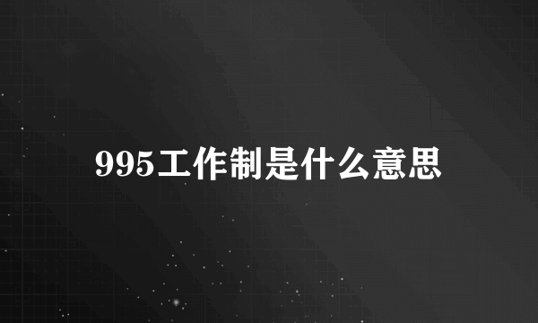 995工作制是什么意思