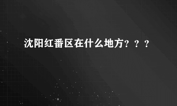 沈阳红番区在什么地方？？？