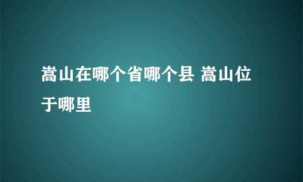 嵩山在哪个省哪个县 嵩山位于哪里