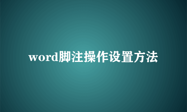 word脚注操作设置方法