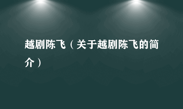 越剧陈飞（关于越剧陈飞的简介）