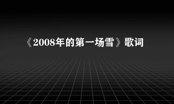 《2008年的第一场雪》歌词