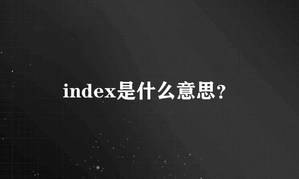 index是什么意思？