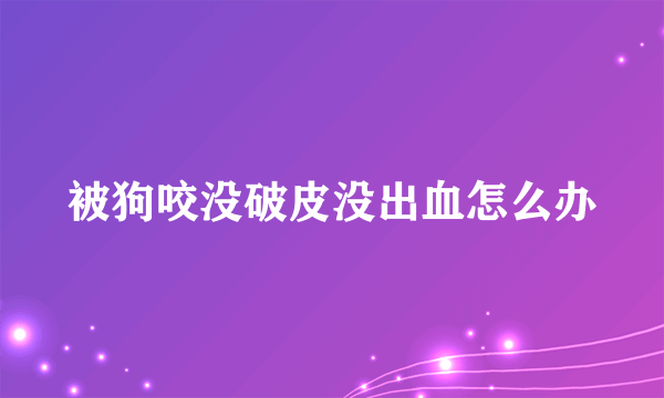 被狗咬没破皮没出血怎么办