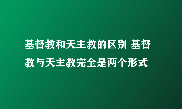 基督教和天主教的区别 基督教与天主教完全是两个形式