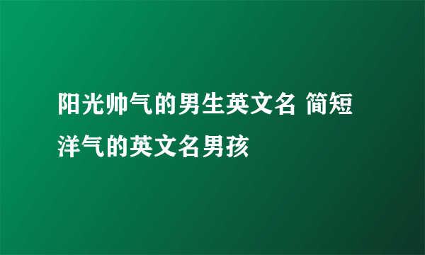 阳光帅气的男生英文名 简短洋气的英文名男孩