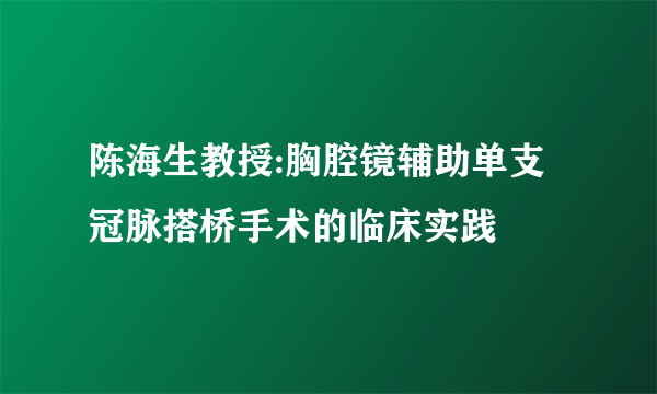 陈海生教授:胸腔镜辅助单支冠脉搭桥手术的临床实践