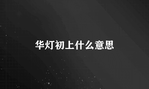 华灯初上什么意思