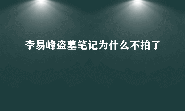 李易峰盗墓笔记为什么不拍了