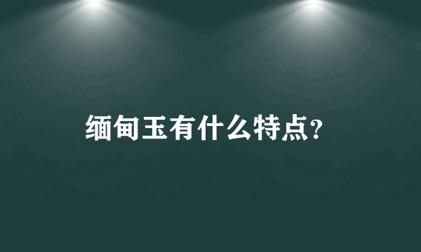 缅甸玉有什么特点？