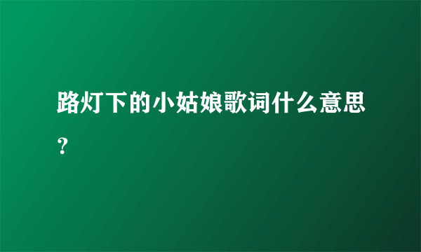 路灯下的小姑娘歌词什么意思？